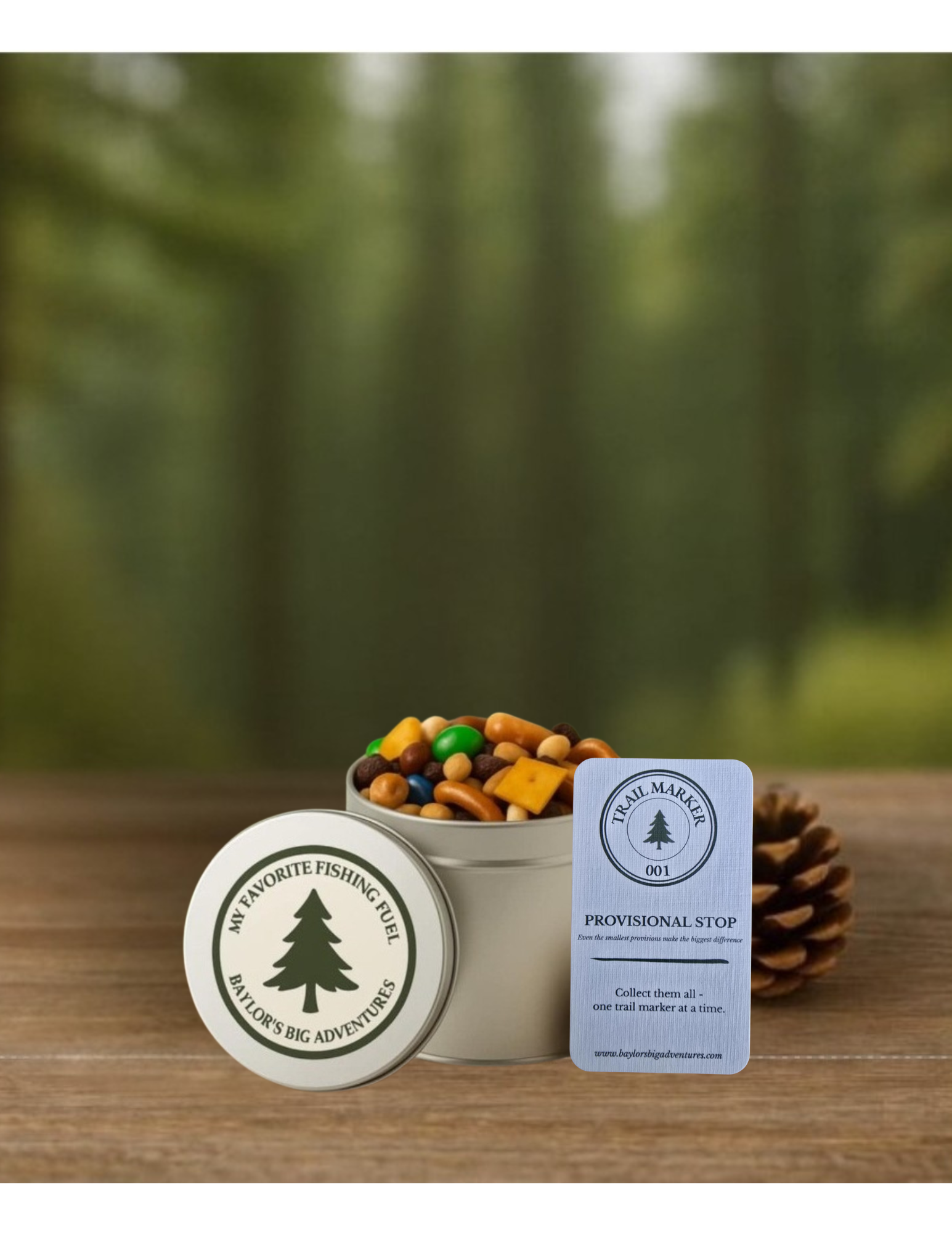 Papa's Fishing Fuel Tin (Keepsake Tin + Trail Mix + Trail Marker 1)